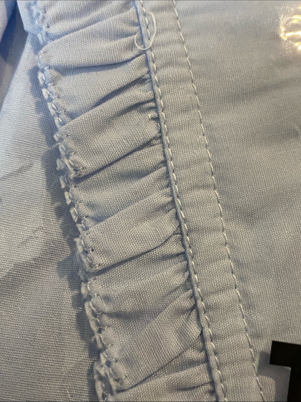 JODIFL Ruffled Peter Pan Collar Full button down! Color:Chambray/ Light Blue - Picture 5 of 10